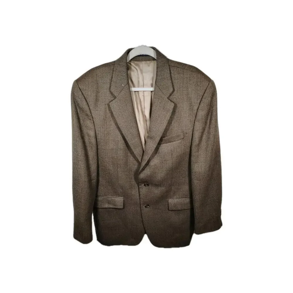 Chaps Pure Wool Brown Tan Sports Coat Jacket 2 Button Blazer Used A Sec 50C 2700